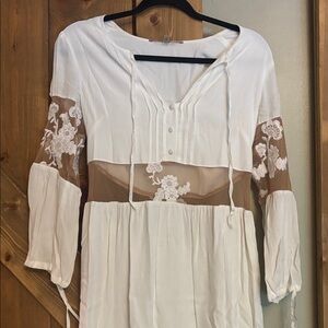 For Love And Lemons White Dress with mesh detail